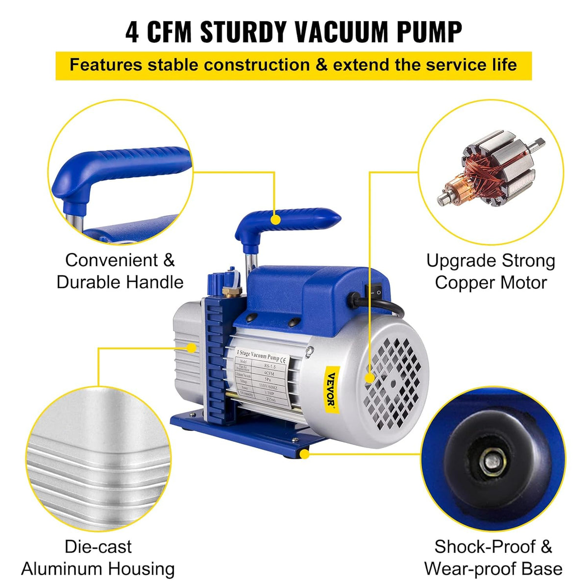 Vacuümpomp – Vacuümmachine – Vacuümgenerator – Vacuüminstallatie – Vacuum Pomp – 7,57L RVS Vacuümkamer – Krachtige 1/3 HP Motor 113,26 L/min