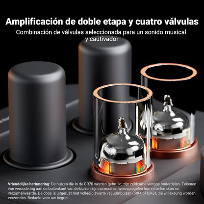 Fosi Audio GR70 Buizen Hoofdtelefoonversterker, Authentieke Buizenversterking met Vacuum, Mini HiFi Voorversterker voor Home Audio, 3.5mm & 6.35mm Jacks, Ondersteuning 16-300 ohm Impedantie