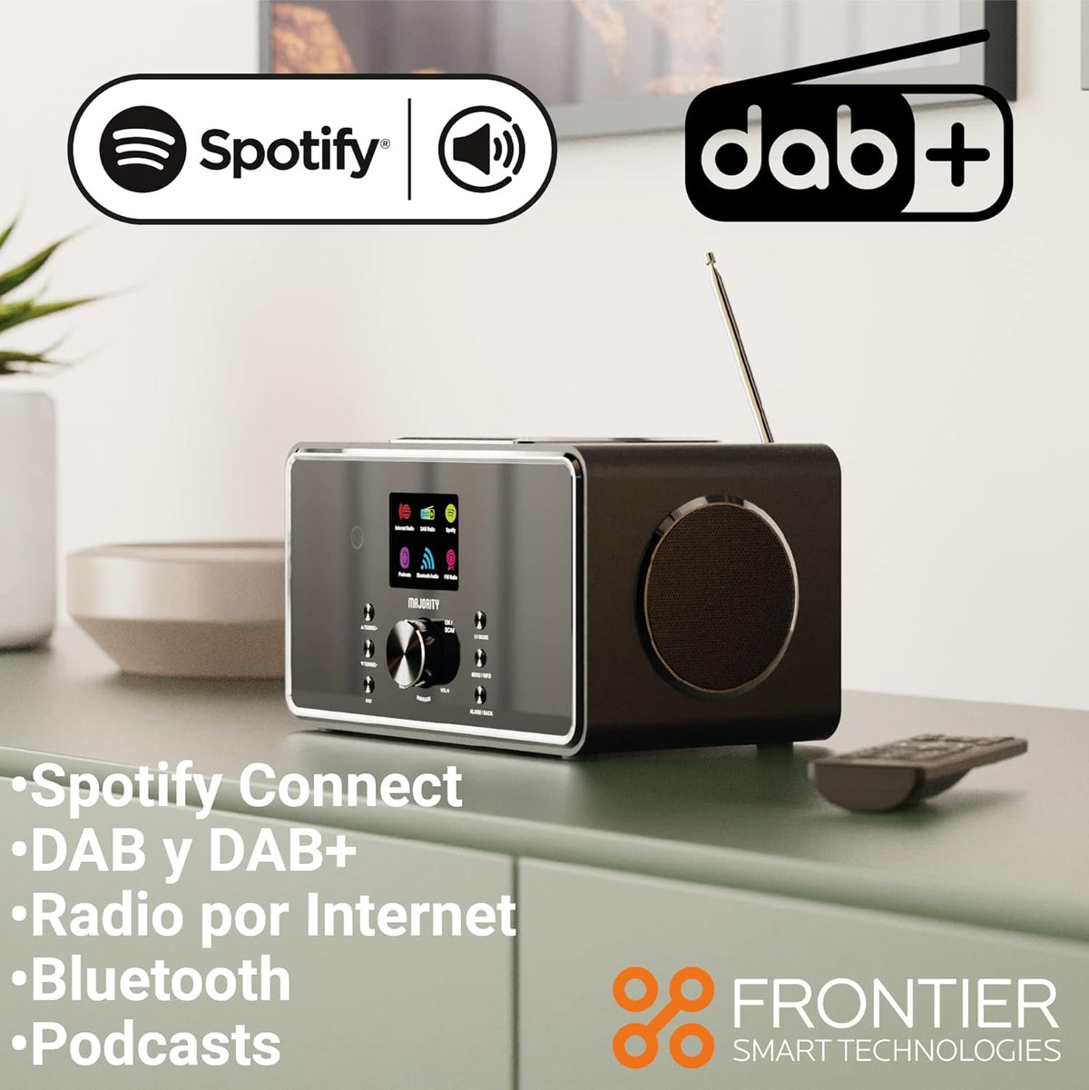 MAJORITY Bard Internetradio, Wifi, DAB Plus-Radio Met Bluetooth, Keukenradio, 100 Watt, 2.1-Luidspreker Met Subwoofer, Afstandsbediening Inbegrepen