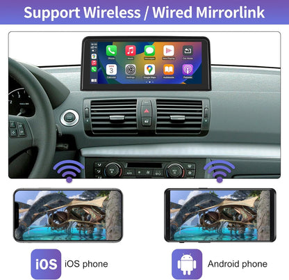 Road Top Wireless Carplay Android Car, 10.25 Inch Car Stereo Receiver for BMW 1er E81/E82/E87/E88 2004-2008 Year with CCC System, 1920 * 720 Car Touch Screen Multimedia Radio Receiver - QUORE