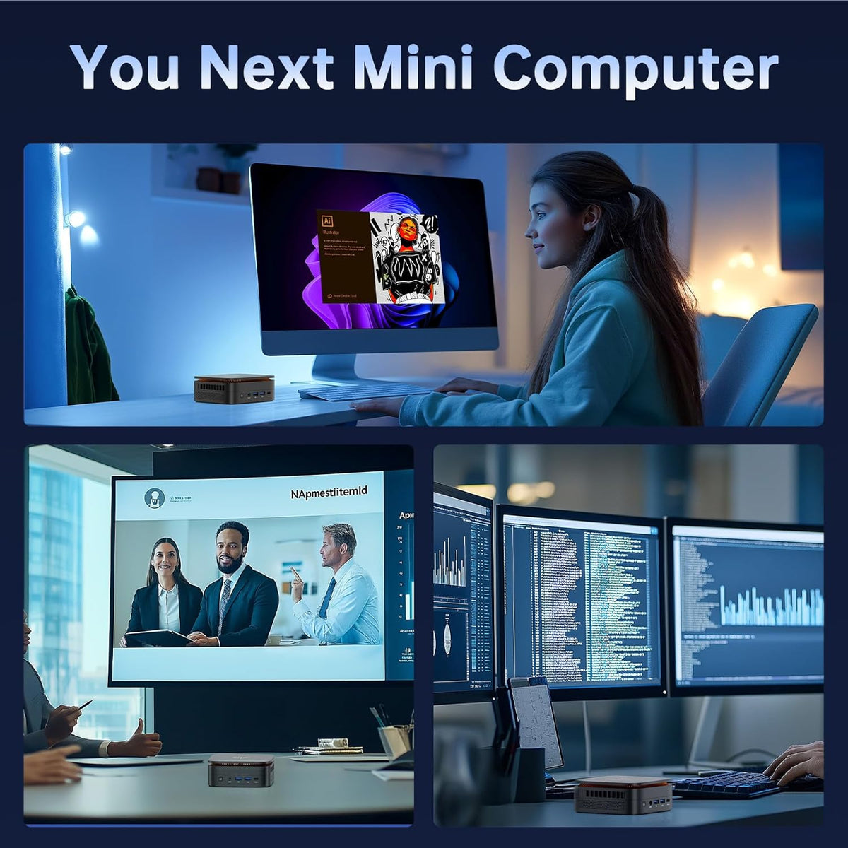 Mini PC – Mini Computer – Compact PC – Kleine Desktop – Windows PC – AMD Ryzen 4300U 3,7 GHz – 16GB RAM 512GB SSD – Dual 4K Schermondersteuning – VESA-Montage