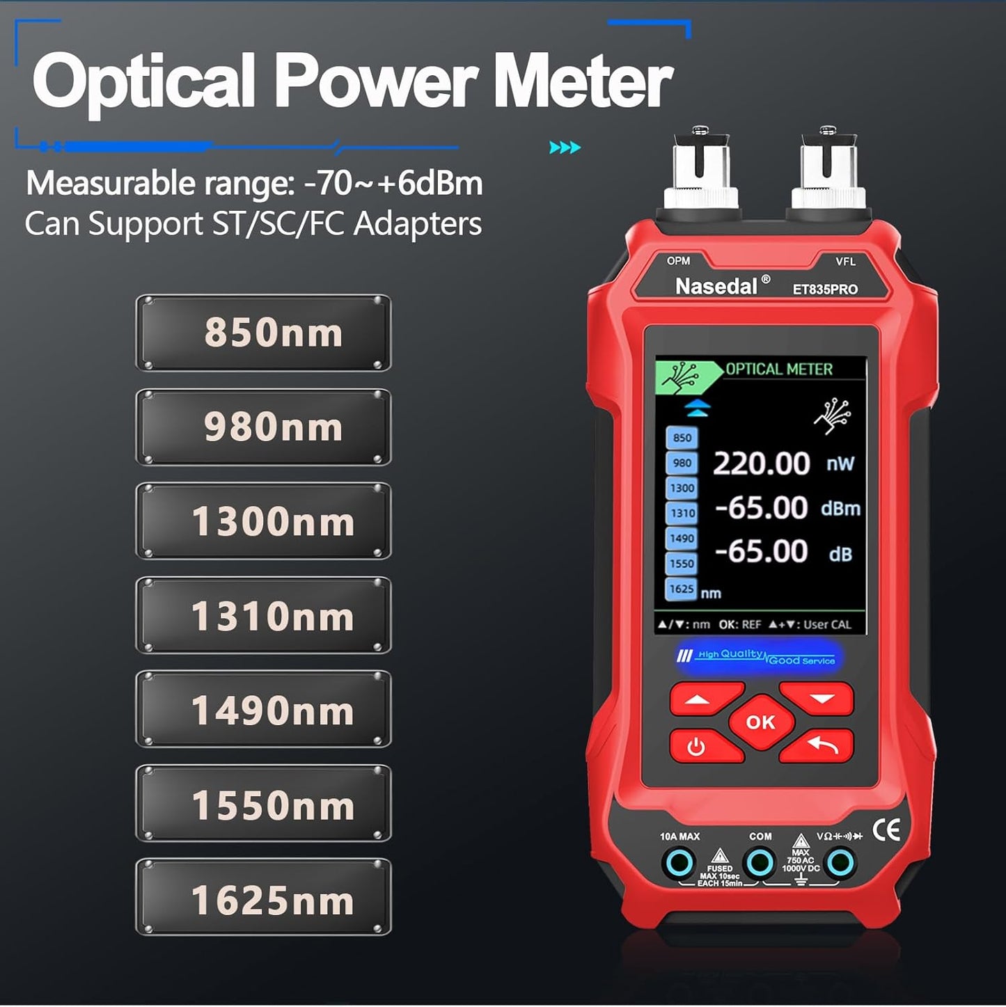 Netwerkkabeltester, optische vermogensmeter, VFL 4 IN 1, draadtracker RJ45 CAT5 CAT6 CAT7 CAT8 test UTP STP QC kabellengte scanpoort Flashng tester POE