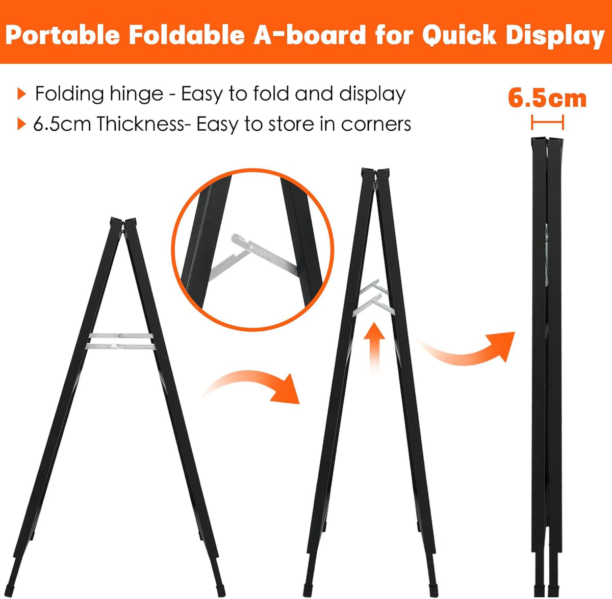 A1 bestratingsbord, A-bord, een frame, dubbelzijdig bestratingsbord, posterhouder, displaystandaard met 2 anti-verblindende hoezen en golfplaten voor zaken, restaurants, buitenreclameborden
