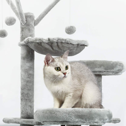 Kattenboom – Krabpaal – Kattenbomen – Kattenkrabberpost – Klimtoren – 210 cm Hoogte – Unieke Golvende Glijbaan – Stabiele Basis Met 6 Niveaus