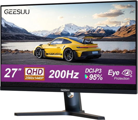Gaming-monitor 27 inch, QHD 1440p, computer 200 Hz, 1 ms, IPS, 95% DCI-P3, 1200:1, Eye Care Screen, Gaming HDMI 2.1 & DP 1.4