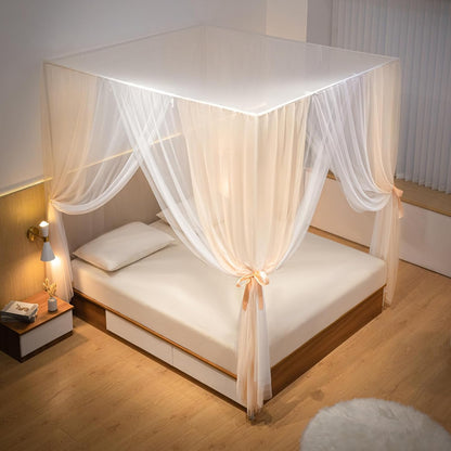 Beyeutao King Gold Canopy Bed Vier Poster Klamboe Bed Gordijn Frame voor Indoor Outdoor Play Tenten Luifel Kamer Decoratie