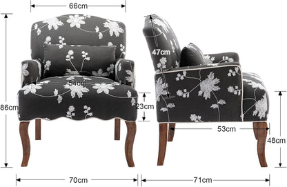 Modern Accent Chair Lounge Tub Armchair in Bed Linen, Upholstered Single Sofa Occasional Leisure Chair for Bedroom/Living Room/Reading, Grey