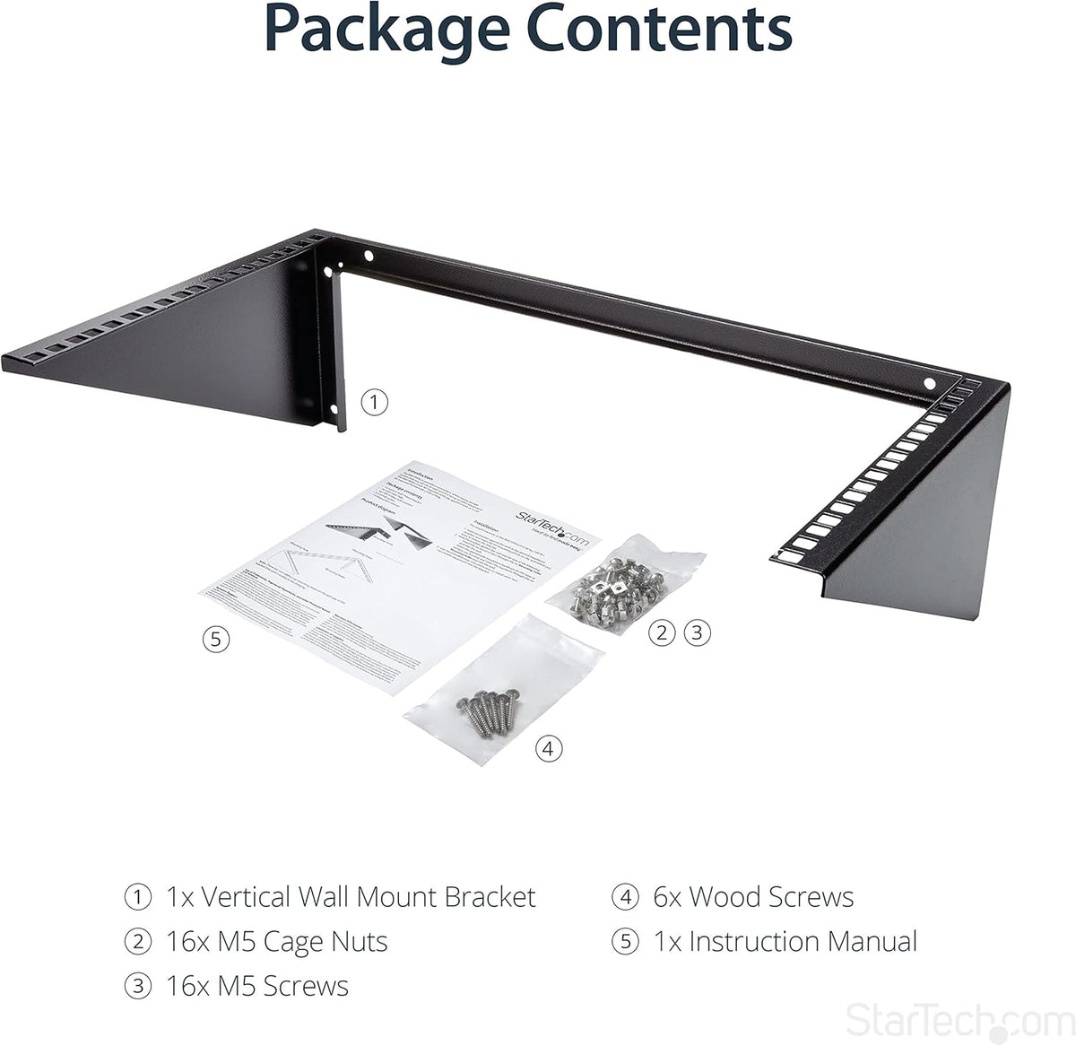 StarTech.com 6U Wandmonteerbaar Patch Paneel Beugel - 19 inch - Staal - Verticale Montagebeugel voor Netwerk- en Data Apparatuur (RK619WALLV)