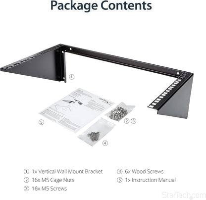 StarTech.com 6U Wandmonteerbaar Patch Paneel Beugel - 19 inch - Staal - Verticale Montagebeugel voor Netwerk- en Data Apparatuur (RK619WALLV)