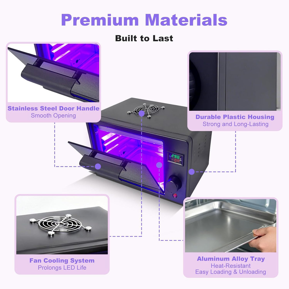 80 W uv-hars uithardingsmachine, met timer- en verwarmingsfunctie, geschikt voor snel uitharden van 3D-printhars, uv-lijm, drukinkt, luchtgekoeld hardingsapparaat (32,5 x 18 x 19,5 cm)
