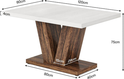 Tribesigns Dining Table for 4 People, 120 cm Kitchen Table with Heavy Base, Wood Farmhouse Dining Table for Home, Dining Room