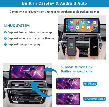 Autoradio BMW 3/4-serie – Touchscreen Autoradio – Multimedia Systeem – Navigatie Radio – 10,25 Inch Display – Draadloze CarPlay & Android Auto – Ondersteuning Achteruitrijcamera & MirrorLink