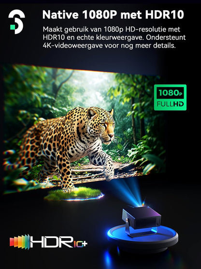 SOOMFON Smart Beamer 4K thuisbioscoop, kleine beamer voor mobiele telefoon, autofocus en trapeziumcorrectie, mini-projector met wifi en Bluetooth met Fire Stick/Smartphone/PS5/thuisbioscoop/outdoor