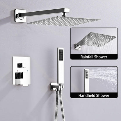 Sanitemodar Inbouwdoucheset van Chroom, Inbouw-douchearmatuur met 25 x 25 cm Hoofddouche, Inbouwdoucheset met Handdouche