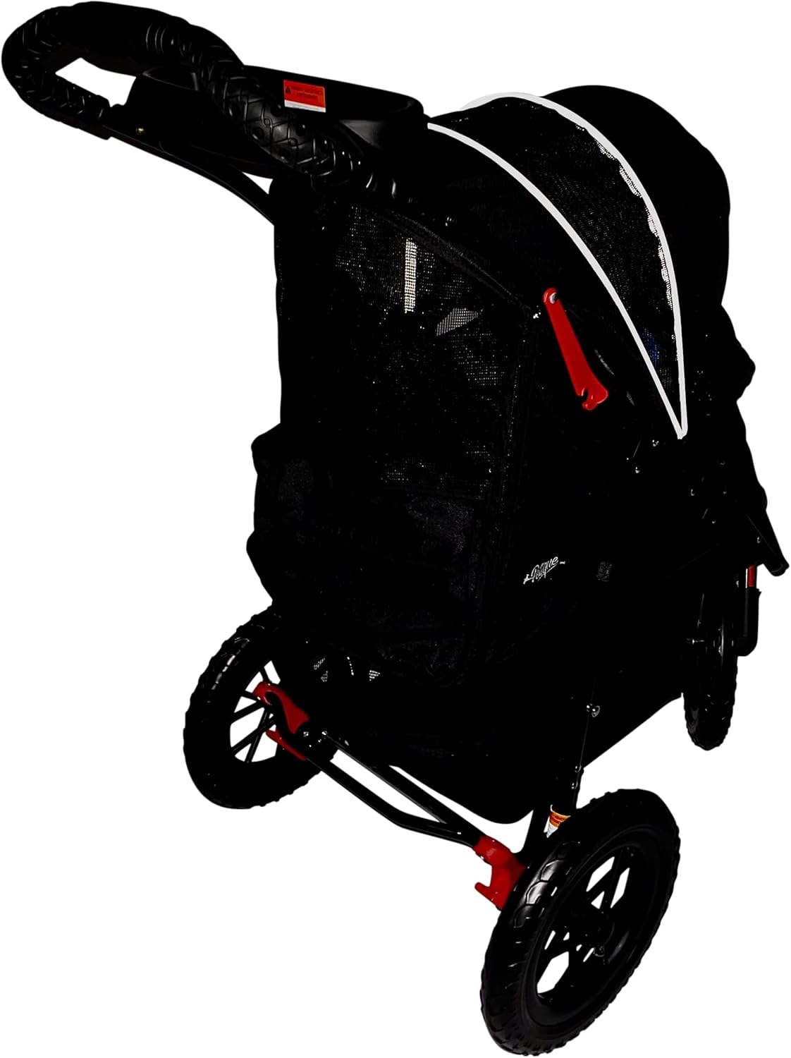 PETIQUE Chinook Zwart | Luxe hondenwandelwagen | Vouwen met één hand | 12" Eva-banden voor en achter voor extra comfort | Reflecterende binding | Houdt huisdier tot 23 kg | Dierendrager