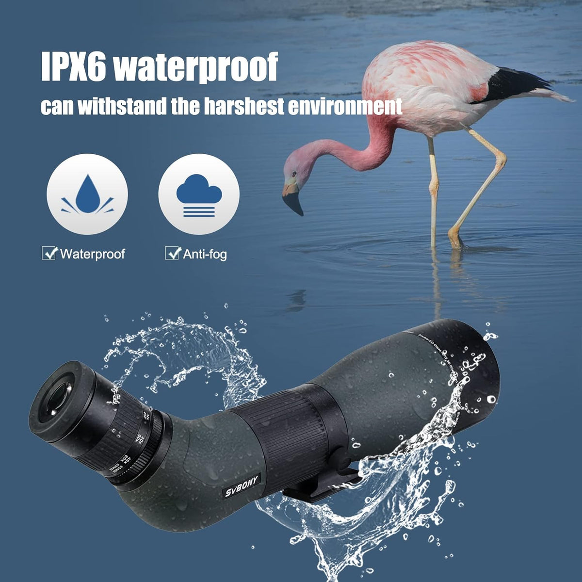 Svbony SA401 APO Spotting Scope 20-60x85, Double ED Glass Spotting Scopes Precise Focus, Waterdichte Mistbestendige Hoekige Telescoop Monoculair