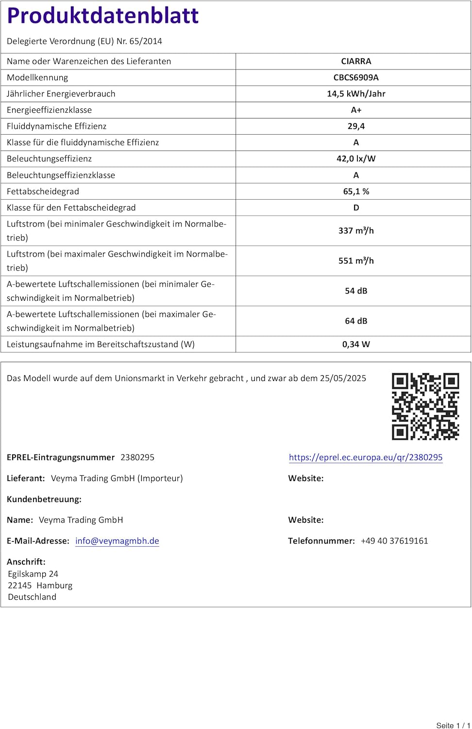 CIARRA CBCS6909A A+ afzuigkap 60cm, 600 m³/h,3 standen, geïntegreerde platte afzuigkap, met CBCF055 actieve koolfilter, zilver - QUORE
