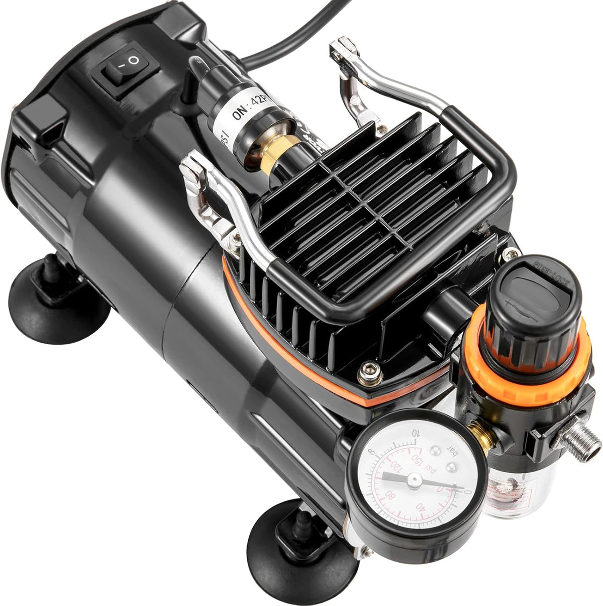 VEVOR Professionele airbrush-compressor, complete airbrush-set, dubbel, airbrush-pistool, 0,2/0,3/0,8 mm, hoge doorstroming, koffer, decoratie, gebak, tattoo, nagels, make-up, schilderen