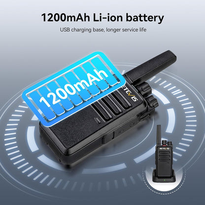 Retevis RT668 Walkietalkie met Headset, PMR446 Licentievrije Radio, Lange Afstand Walkietalkie Oplaadbaar, Draagbare 2-Weg Radio voor Beveiliging, Restaurant en Hotel (Zwart, 6 Stuks)