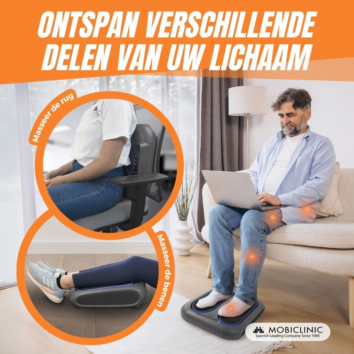 Bloedcirculatieapparaat voor benen en voeten – Voetmassageapparaat – Beenmassageapparaat – Vibrerend massageapparaat – Massageapparaat voor voeten en benen – Afstandsbediening – 10 Snelheden en 5 Programma's