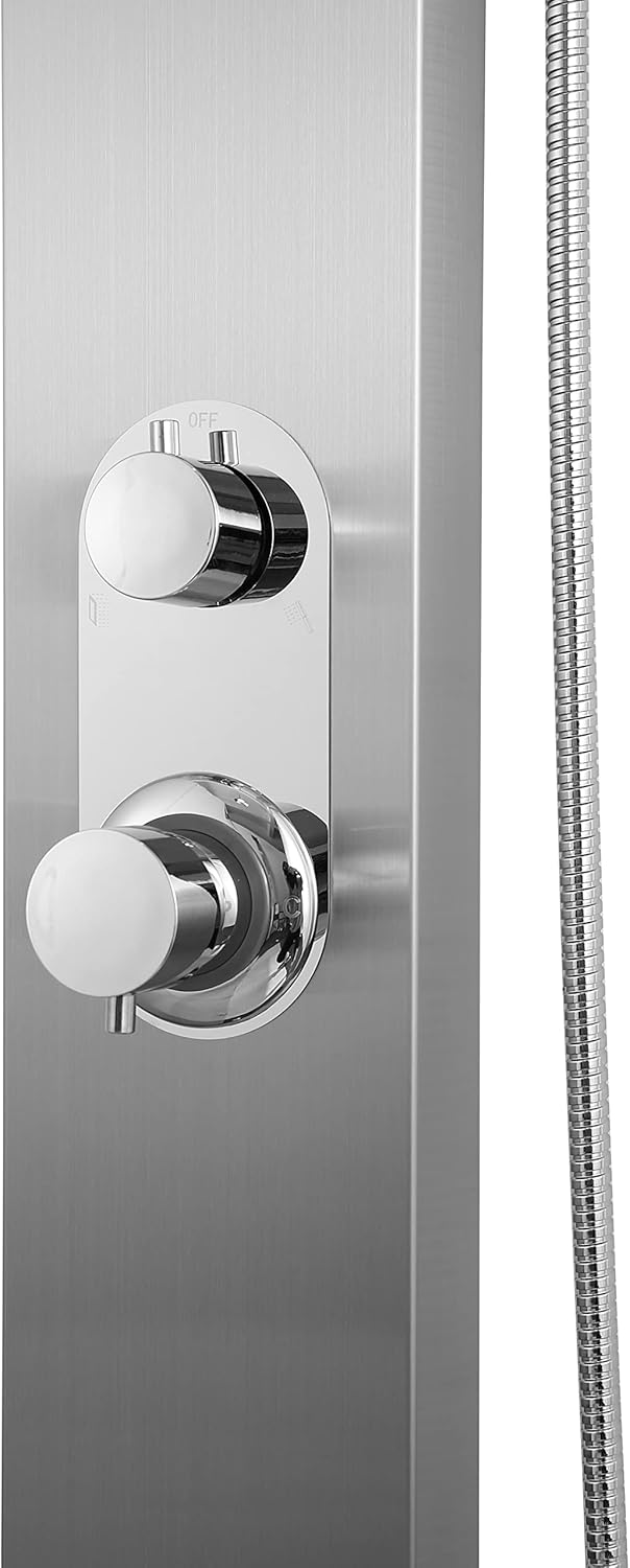 Showerpanel – Douchepaneel – Douchekolom – Regendouche – Handdouche – Geborsteld Roestvrij Staal – 150 x 15 cm – Anti-vingerafdruk Coating – Anti-kalk Knoppen