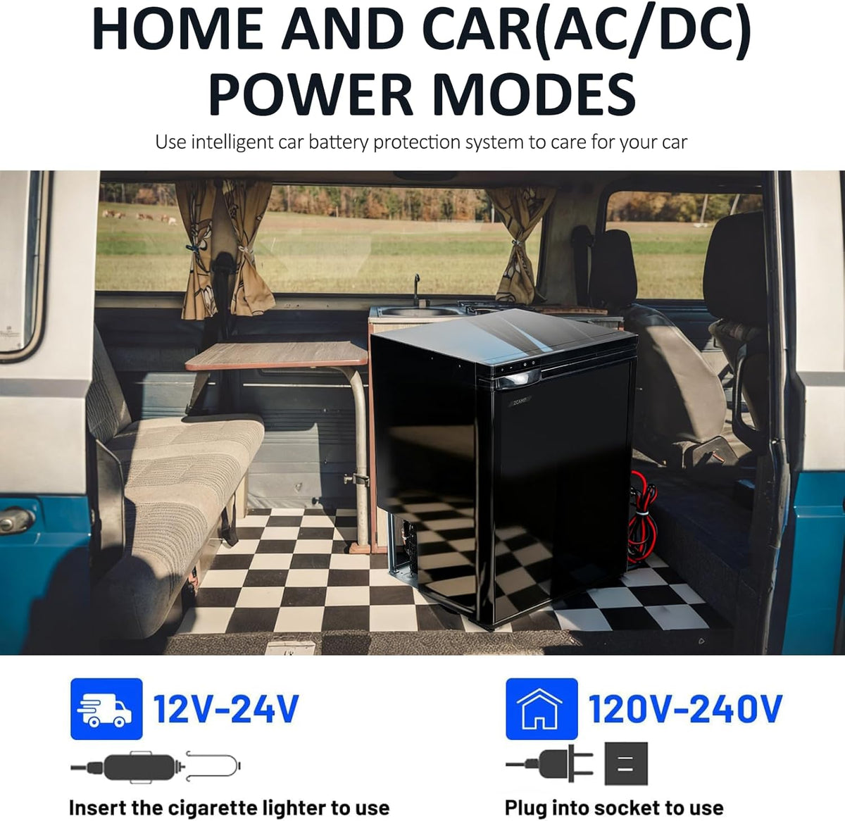 CR65-S 59L Compressorkoelkast, 12/24V DC, LED-Verlichte Voertuigkoeler, Bereikt -20 °C, Geschikt Voor Auto's, Vrachtwagens, Boten, Campers, Kamperen en Reizen