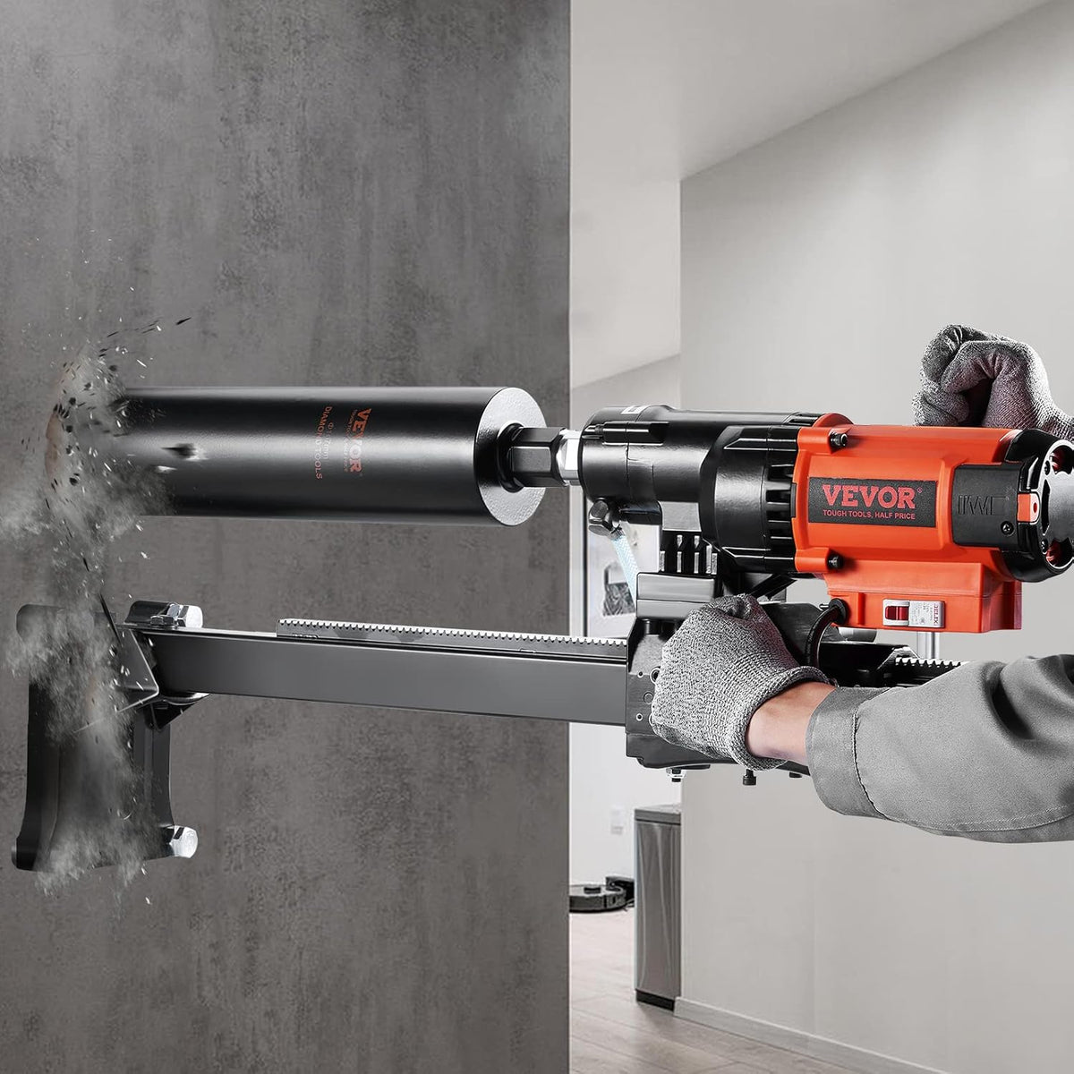 VEVOR Diamond core drill bit with holder max. diameter 20cm max. depth 60cm 2500W diamond drill wet and dry drilling 750rpm diamond drill for concrete, construction