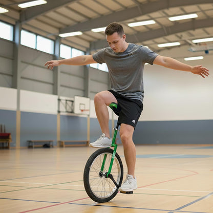Green Slide Monocycle 20 inch Edge Range Green, Freestyle (vierkante vork Tricks), aluminium velg, zadelgreep