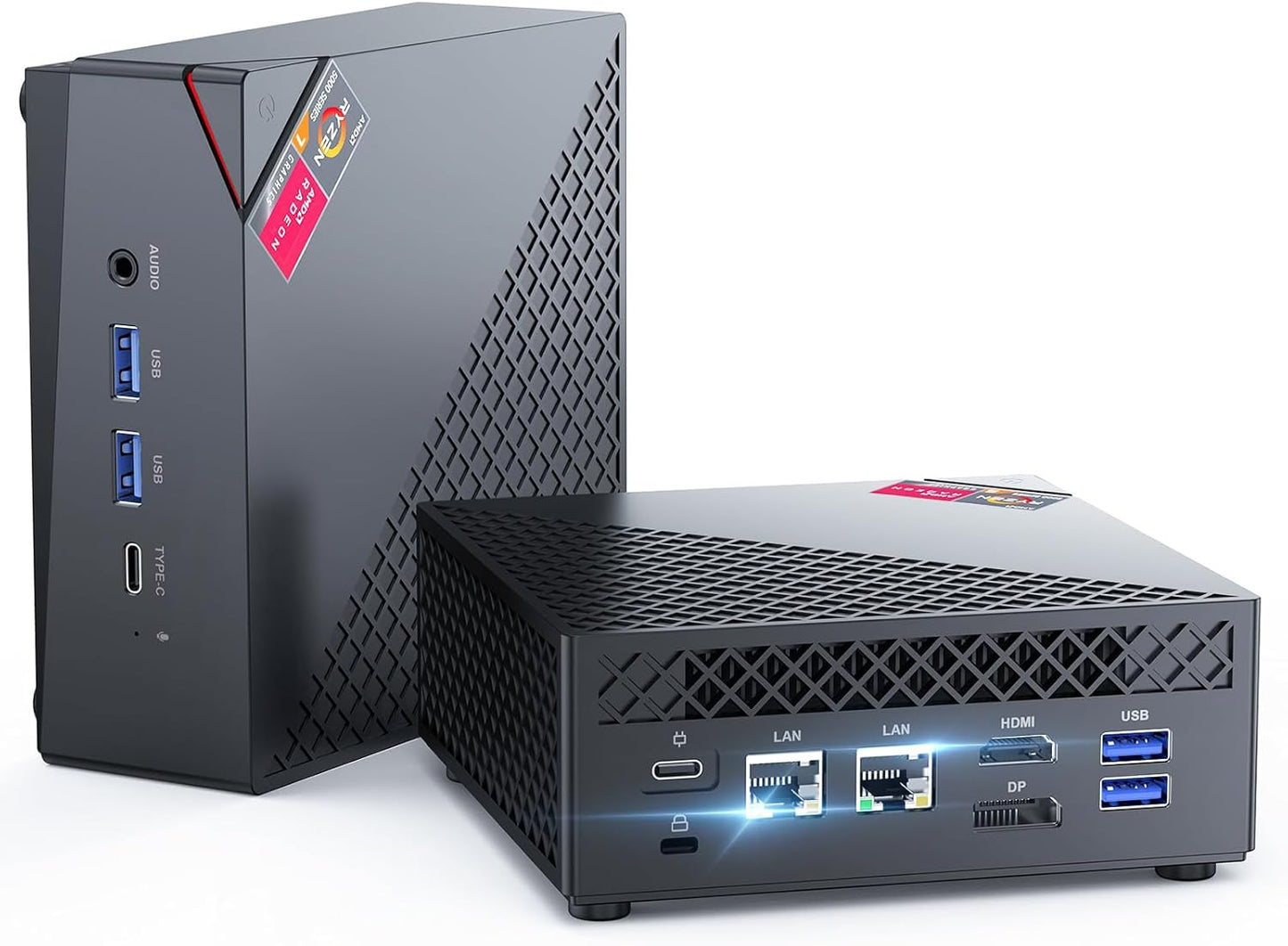 NiPoGi Mini-pc, AMD Ryzen 5 5500U mini-gaming-pc (6C/12T, tot 4,0 GHz), 16 GB DDR4 RAM 512 GB M.2 SSD-minicomputer met dubbel Gigabit Ethernet, 4K HDMI+DP+Type-C/WiFi 5/BT 4.2/voor games/kantoor/thuis