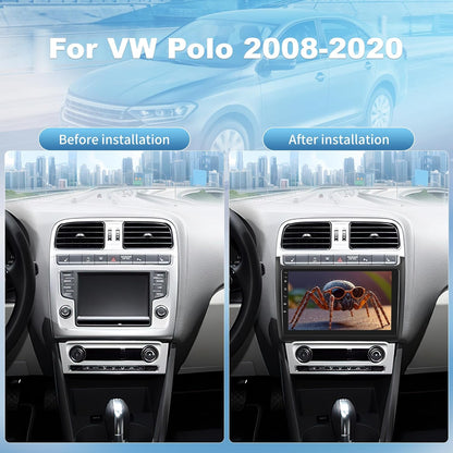 2G+64G Android 13 Car Radio for VW Volkswagen Polo 2008-2020 with Wireless Carplay & Android Auto, 9 Inch Touchscreen Car Stereo with WIFI/GPS/FM RDS/Bluetooth+AHD Rear View Camera