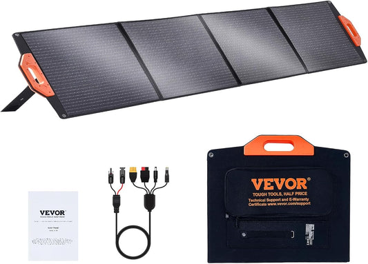 VEVOR 200 W zonnepaneelkit, 18 V, monokristallijn zonnepaneel, waterdicht ETFE-oppervlak (IP67), zonne-installatie, omzettingssnelheid van 23%, inclusief 4-in-1 MC4-adapterkabel, ideaal voor campers,
