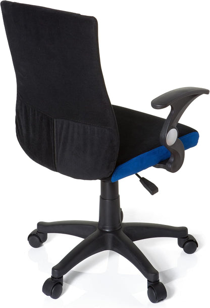 hjh OFFICE 670470 kinder bureaustoel KIDDY PRO AL stof zwart/blauw armleuningen comfortabele bekleding kinderstoel bureau chair