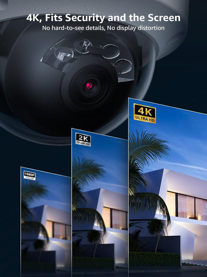 ANNKE C800 Dome 4K Ultra HD PoE Bewakingscamera, H.265 + 8 MP bewakingscamera, bedraad, video, IP67, buiten, IK10, vandalismebewaking, audio-opname, TF-kaart 256 GB (niet PTZ)
