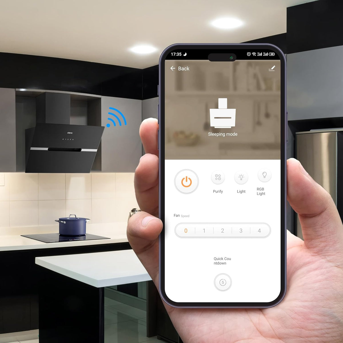CIARRA CBCB6736F A+++ Afzuigkap 60 cm wandafzuigkap 650m³/h, 3 standen en boostfunctie. Wi-Fi app of touch. afvoer- en recirculatie afzuigkap met koolstoffilter CBCF003. Zwart