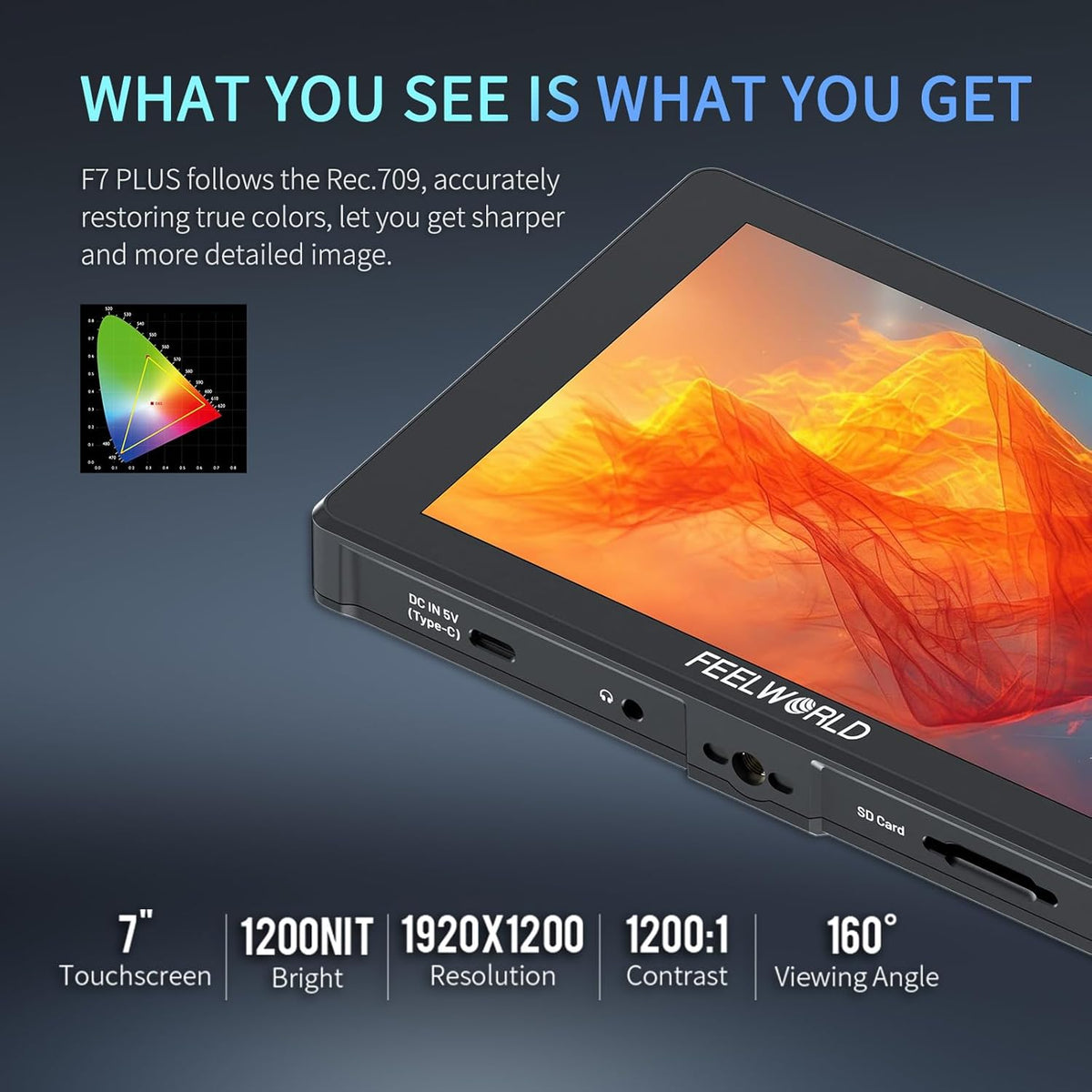 FEELWORLD F7 PLUS 7 Inch 1200Nit Camera Field Monitor 4K HDMI Touchscreen Camera Monitor met 4K HDMI2.0 In/Uitgang,1920x1080 IPS,3D LUT,HDR Golfvorm,Inclusief Oplaadbare F750 Batterij en Tas