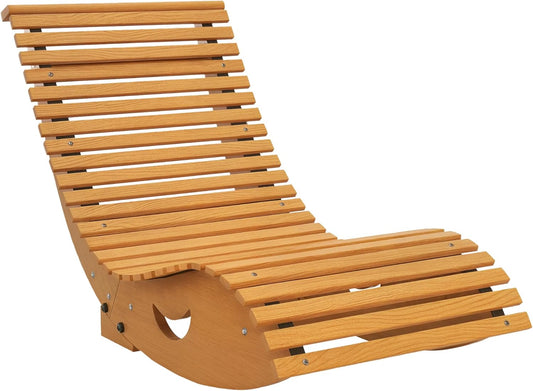 Schommelstoel – Schaukelliege – Tuinstoel – Relaxfauteuil – Loungestoel – Ergonomisch S-vormig Ontwerp – Hoogwaardig Teakhout 130x60x60 cm