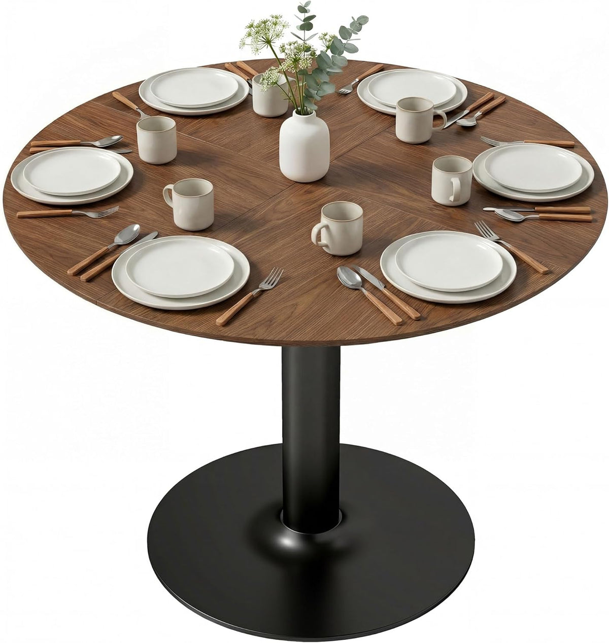 Ronde Eettafel – Keukentafel – Tafel – Eetkamertafel – Ontbijttafel – Ø110 cm – Houtnerf Tafelblad – Stalen Frame