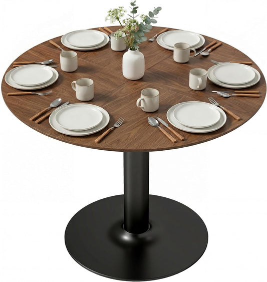 Ronde Eettafel – Keukentafel – Tafel – Eetkamertafel – Ontbijttafel – Ø110 cm – Houtnerf Tafelblad – Stalen Frame