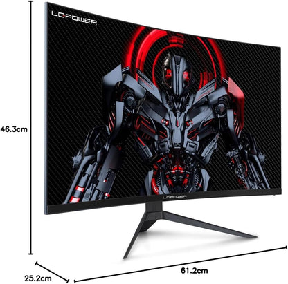 LC-Power Gaming Monitor 27 inch gebogen 165Hz FHD VA-paneel, 1ms reactie, 1500R, contrast 3000:1, 103,7% sRGB, HDR, AMD FreeSync, HDMI2.0/DP1.4, VESA 100x100