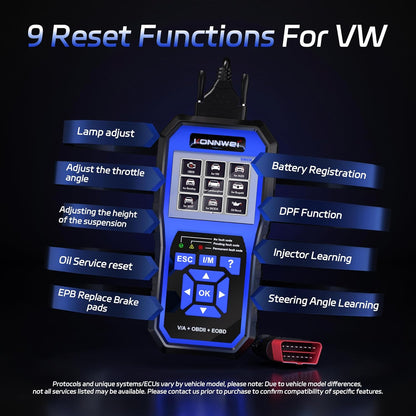 KONNWEI KW450 OBD2 all-systeem scanner met 9 speciale functies voor voertuigen VAG diagnose olie codelezer SAS EPB TPS reset injector DPF codering lamp aanpassing ophanging gereedschap