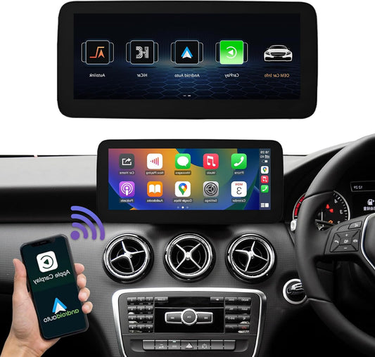 Road Top 10.25 Inch Car Radio Wireless CarPlay Android Car Touch Screen for Mercedes Benz A/CLA/GLA Class W176 C117 X117 X156 2013-2015 Year with NTG4.5/4.7 System, Support Mirrorlink - QUORE