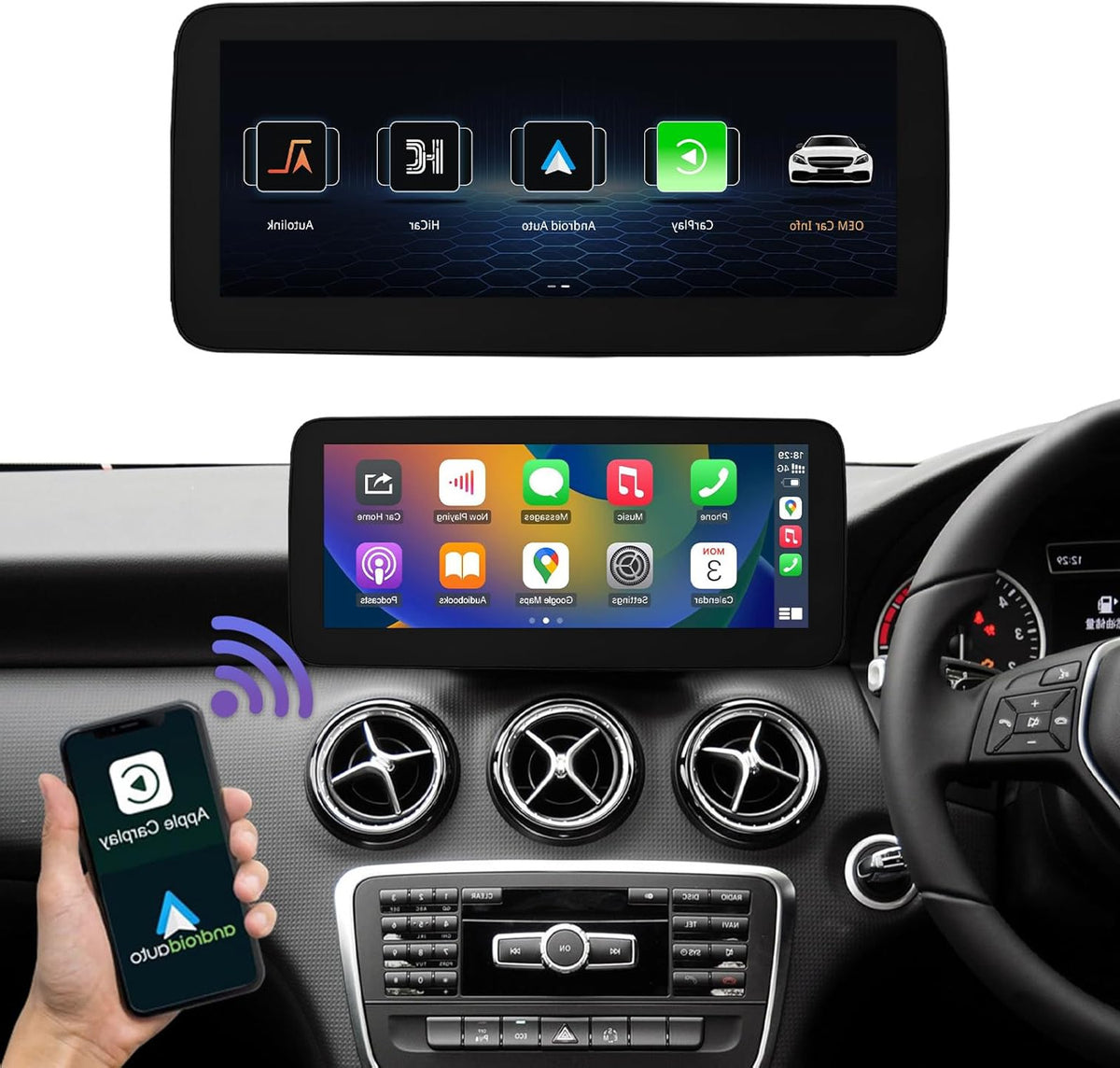10,25 Inch Autoradio Touchscreen – Multimedia Display – Navigatiescherm – Infotainment Scherm – Auto Radio Upgrade – Draadloze CarPlay & Android Auto – Hoge Resolutie 1920x720