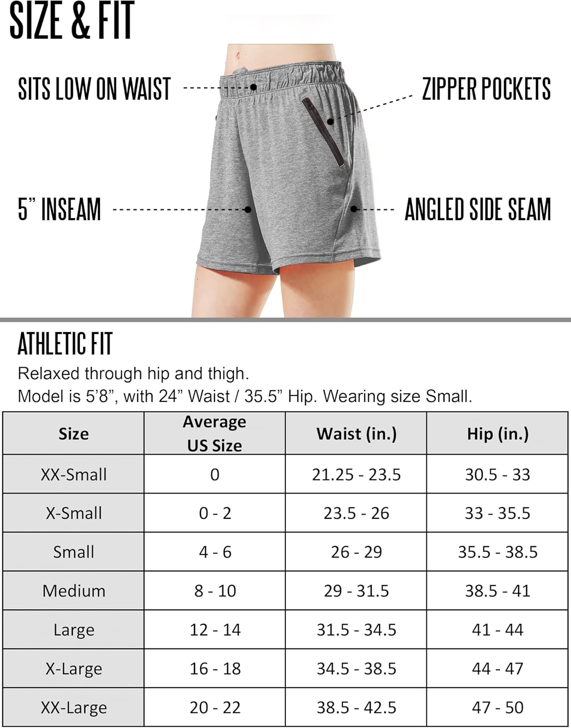 Liberty Imports dames Yoga-Short 5-inch Yoga Training Shorts With Zipper Pockets