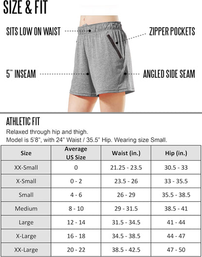 Liberty Imports dames Yoga-Short 5-inch Yoga Training Shorts With Zipper Pockets