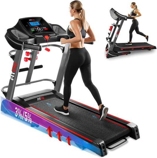 FITFIU Fitness - Hydraulisch opvouwbare loopband, verstelbare helling met 3 niveaus, 20km/h, 12 programma’s, APP Kinomap- en Bluetooth-verbinding, 2200W, loopvlak 41x122cm