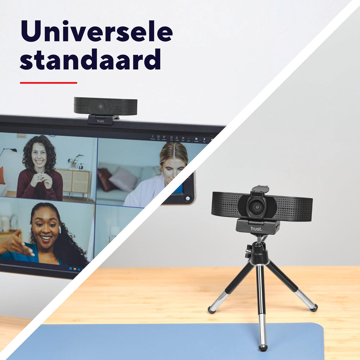 Trust Teza 4K Ultra HD Webcam, 3840x2160, met 2 Microfoons en Autofocus, 30 FPS, USB Plug & Play, Webcam voor Teams, Zoom, Skype, PC, Laptop, Mac, Macbook - Zwart