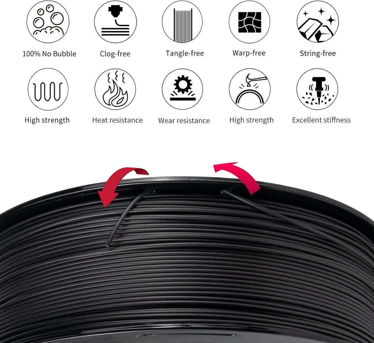 IEMAI PC CF Filament 1.75mm 5KG, Zwart PC Filament Voeg 20% koolstofvezel toe, Draadmateriaal 3D-printers, Maatnauwkeurigheid +/- 0,02 mm