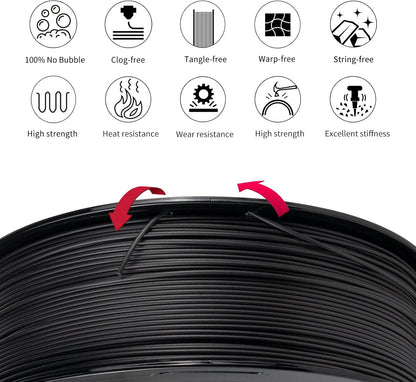 IEMAI PC CF Filament 1.75mm 5KG, Zwart PC Filament Voeg 20% koolstofvezel toe, Draadmateriaal 3D-printers, Maatnauwkeurigheid +/- 0,02 mm