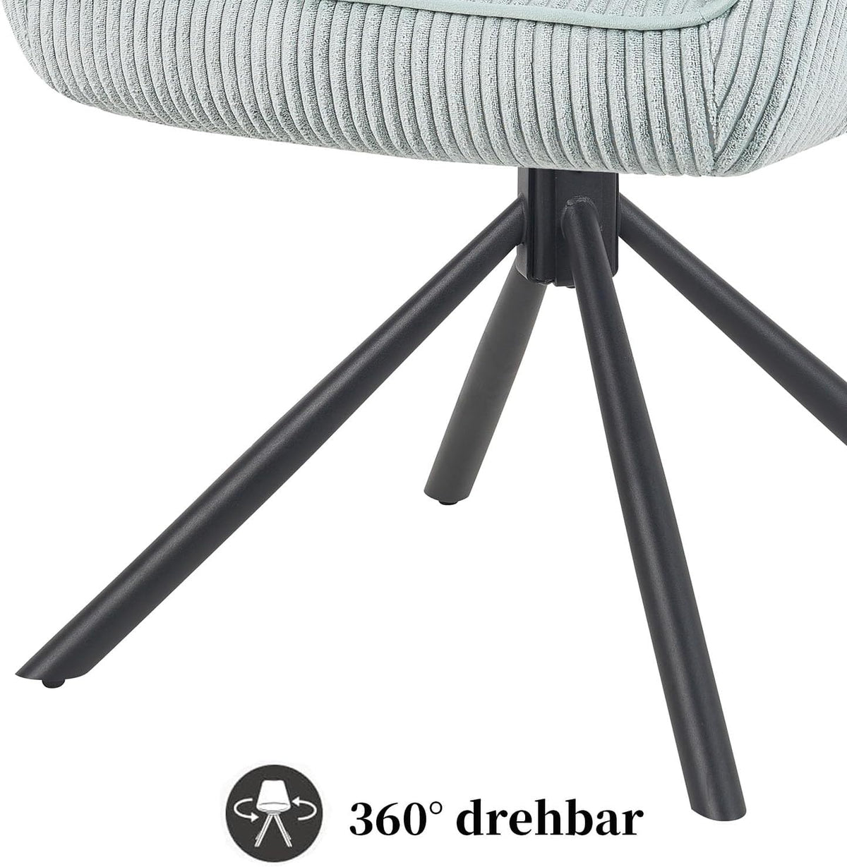 DUBI Möbel Dining chair Mika-Maya, light blue, frame 360° rotatable metal powder-coated matt black - QUORE
