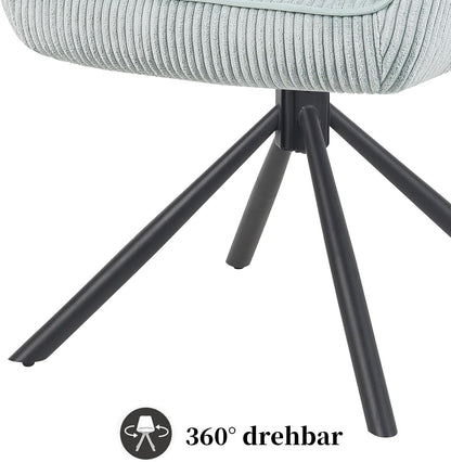 DUBI Möbel Dining chair Mika-Maya, light blue, frame 360° rotatable metal powder-coated matt black - QUORE
